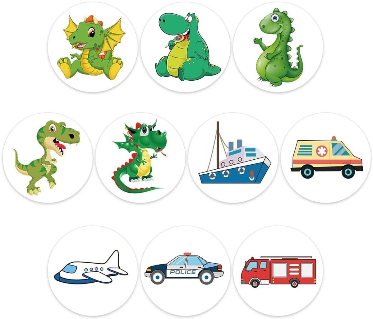 Herbruikbare Potty Stickers voor Jongens en Meisjes - 10 Verschillende Patroontjes zoals Dinosaurus, Vliegtuig en Auto