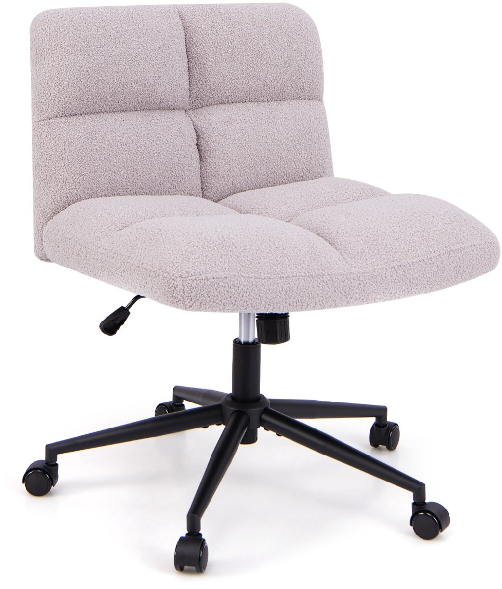 SureDeal® - Bureaustoel - Schneidersitz Stoel - Wielen Draaistoel Armleuningen - Brede Zitting Lichtgrijs - 73x69x79 cm - Grijs