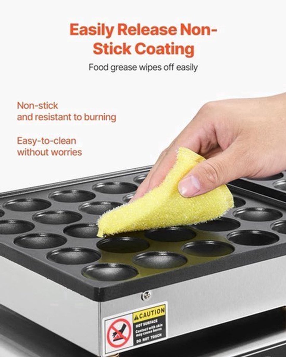 Mini Pannenkoekenmaker – Poffertjesmaker – Dorayaki Apparaat – Wafelijzer – Pancake Grill – 50 Mini Pannenkoekjes Tegelijk – 1800W Met Instelbare Temperatuur en Timer