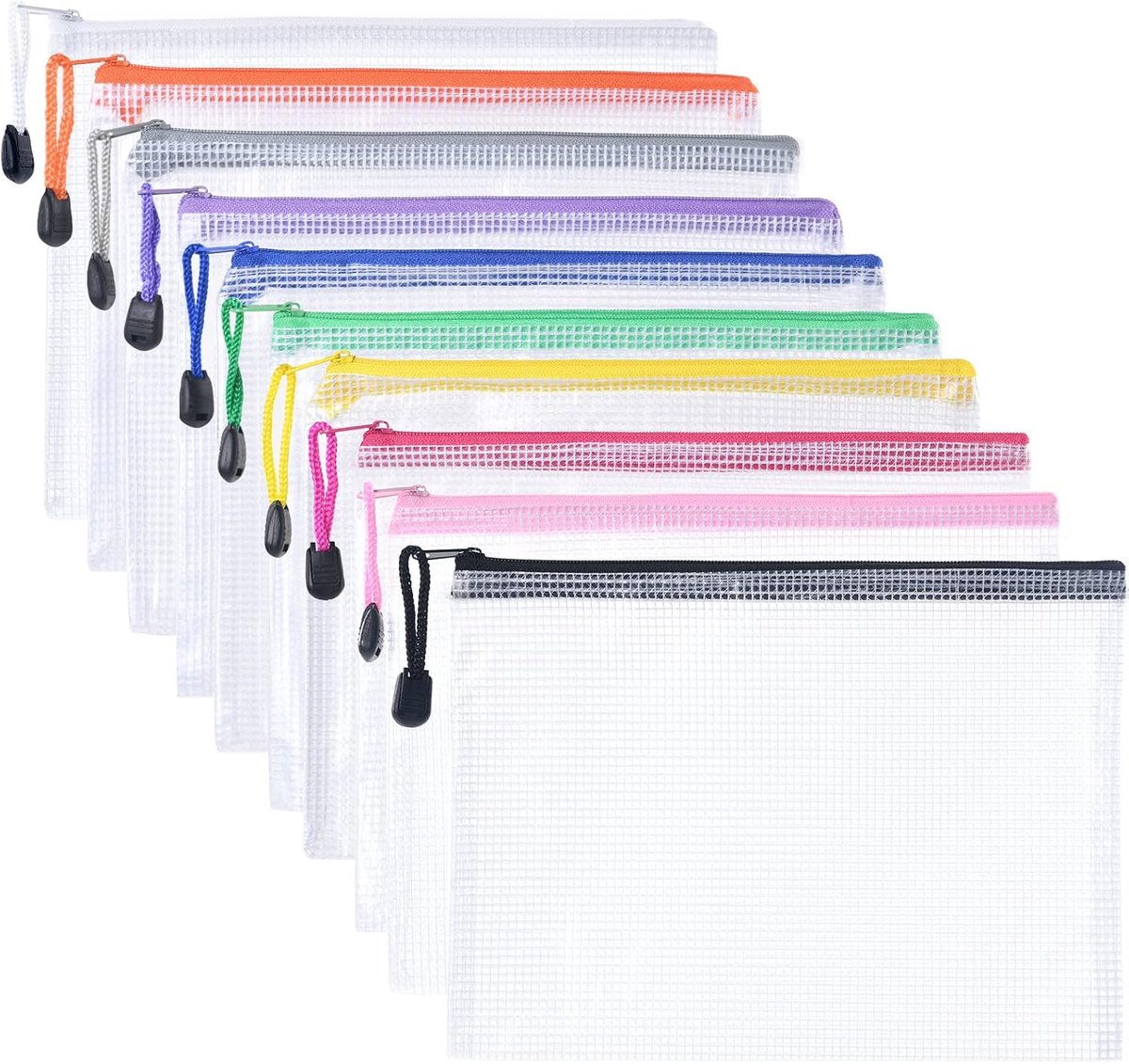A5 Ritszakken - 10 stuks - Transparant PVC - Meerkleurig - Documentopbergers voor Kantoor, School en Thuis