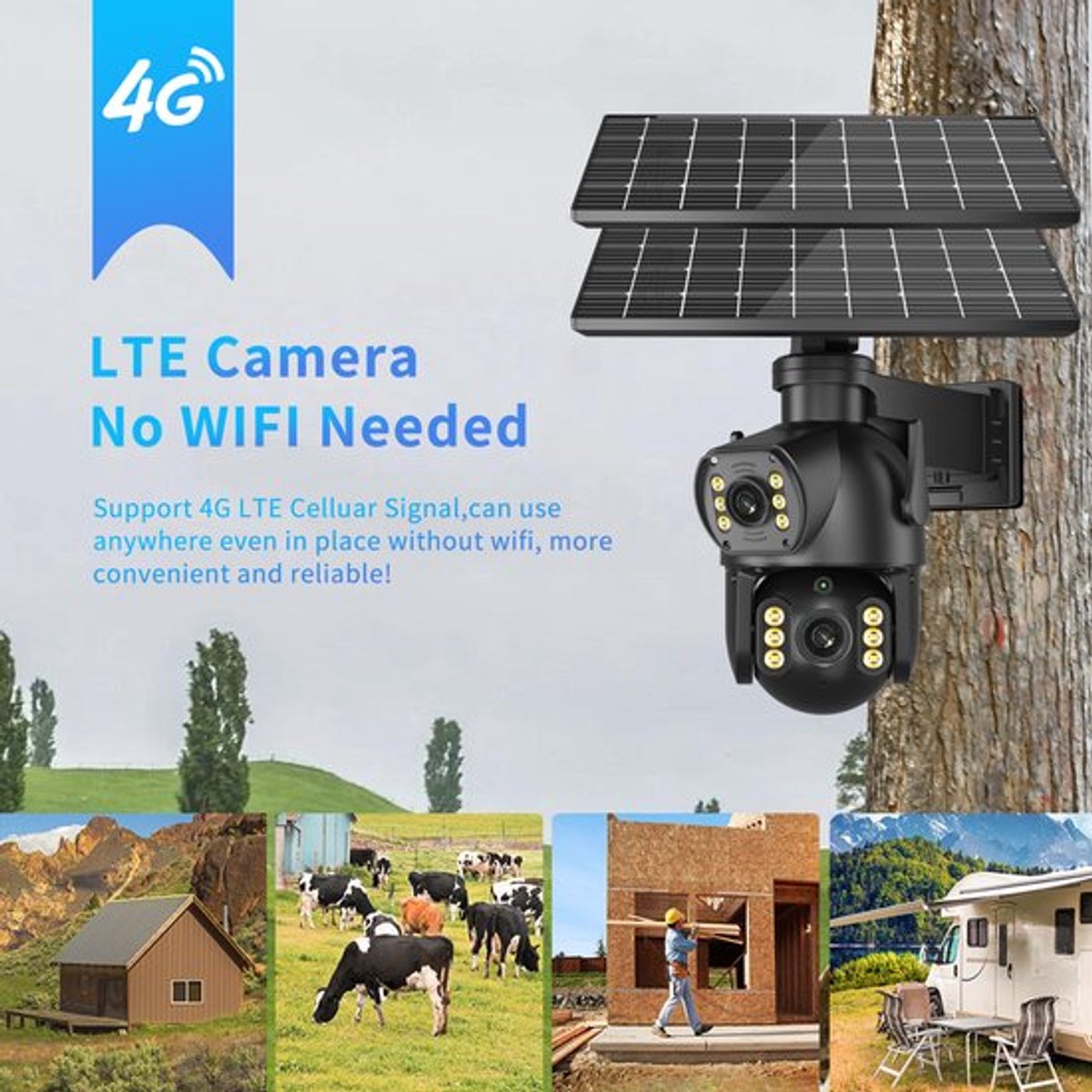Buiten Beveiligingscamera - 8MP - 4G Connectiviteit - Zonne-energie - Waterdicht - Nachtzicht - Wandmontage