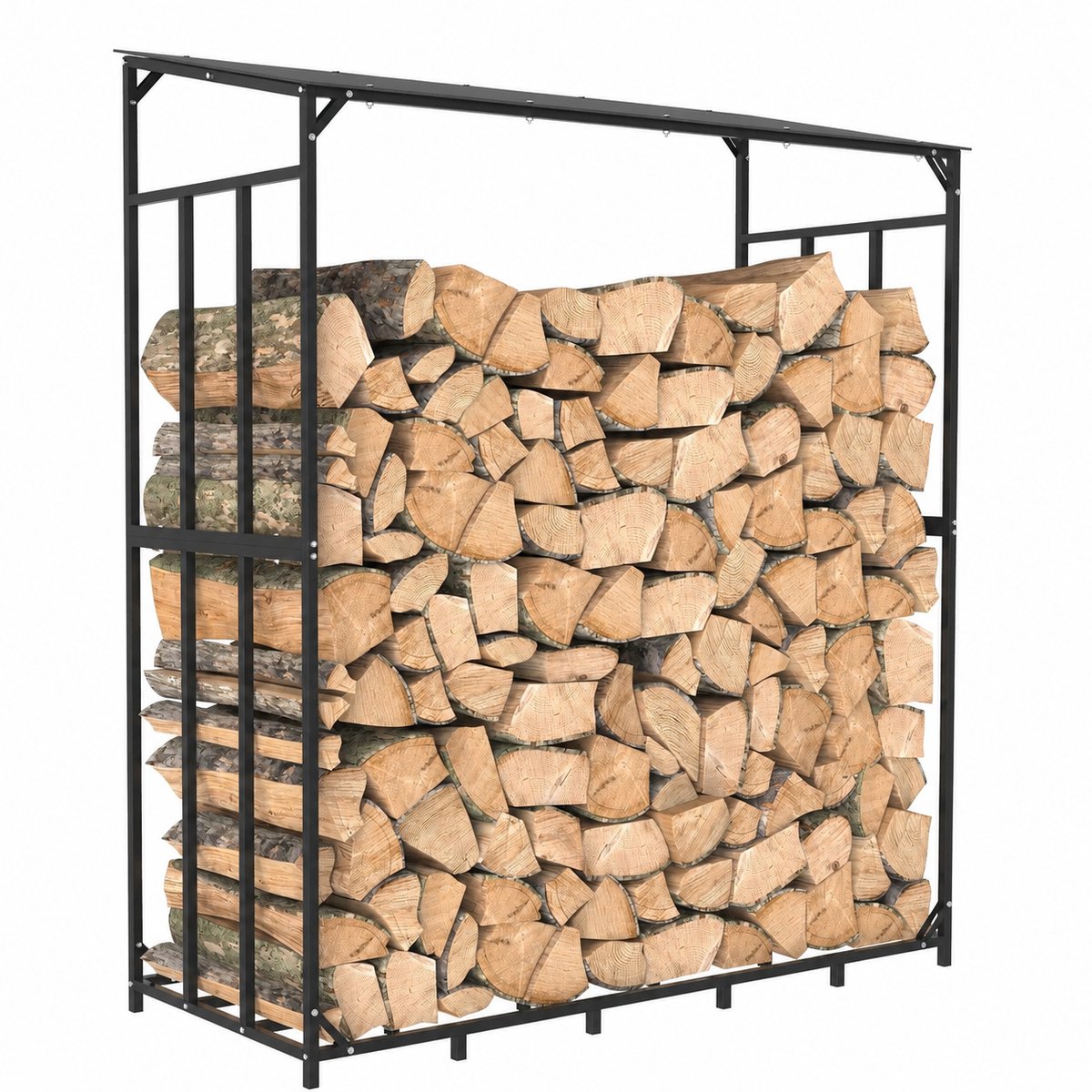 Molhaus Brandhoutrek - Houtopslag 156,5 x 60 x 176,5 cm, Zwart, Houthok - Opslag - Rek - Buiten - Max 300 kg - Zwaar uitgevoerd