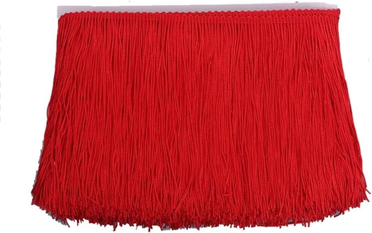 Kleurrijke Franje Rand van 15 cm Breed, Polyester Fringes voor DIY Danskleding, Rode Kwastjes en Naaien Accessoires