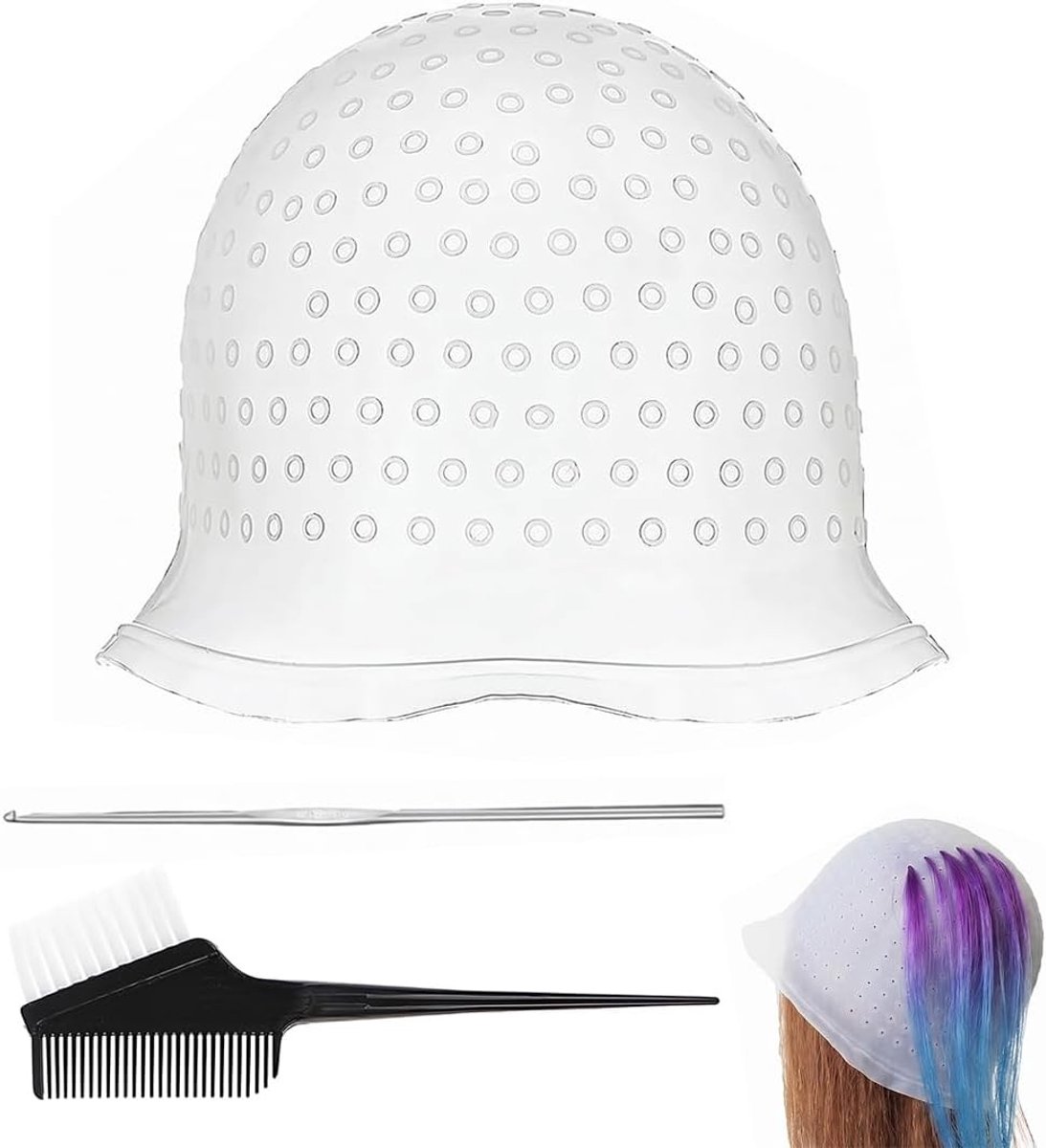 Complete Haarverfset met Metalen Naald en Zwarte Stylingborstel voor Thuisgebruik en Salonkwaliteit, Ideaal voor Strengen en Balayage