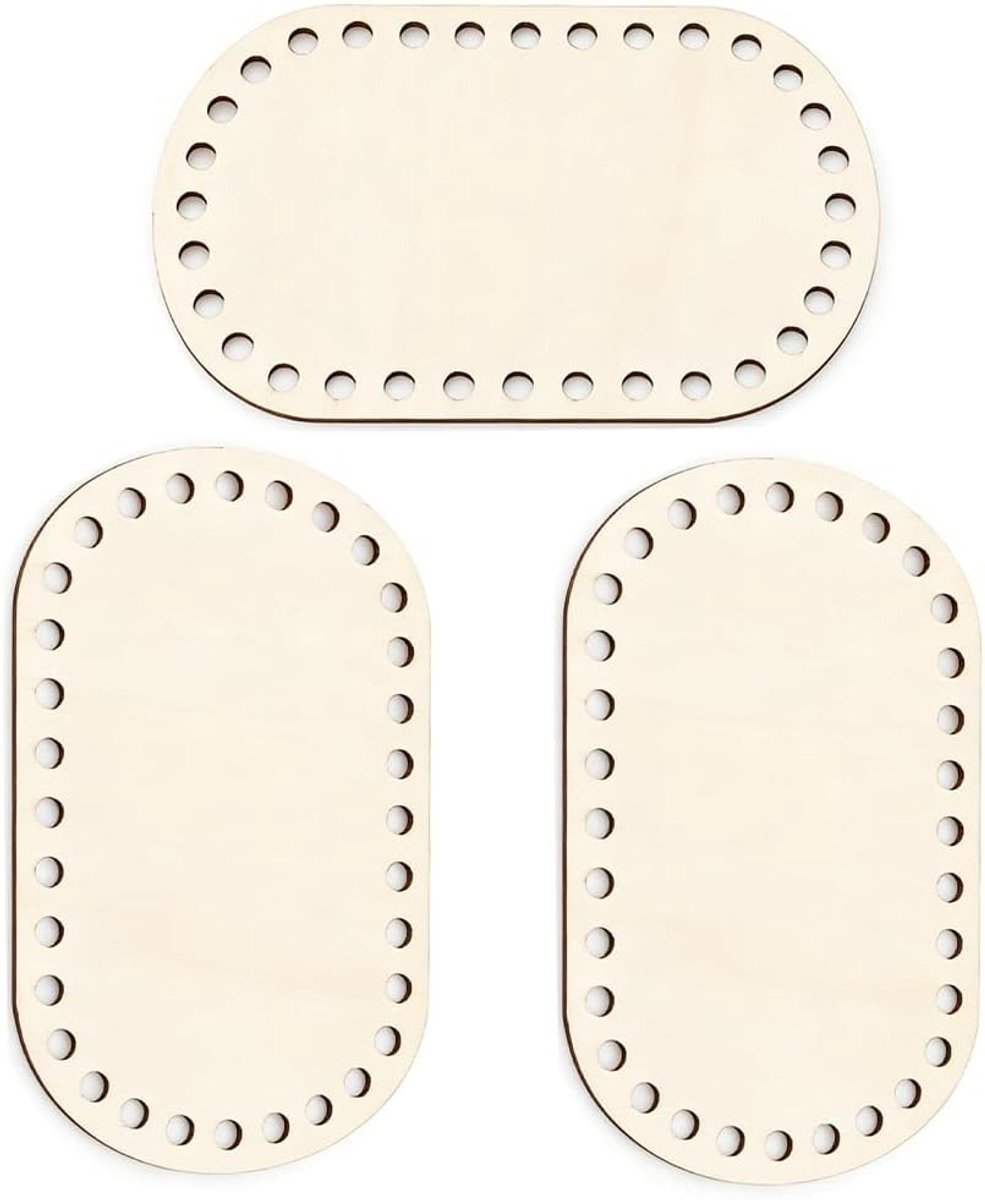 Houten Bodem voor Haakmand, 30 cm, Ovaal - Set van 3 Stukken voor DIY Handtassen en Mandjes, Duurzaam en Stabiliteit voor Haakprojecten