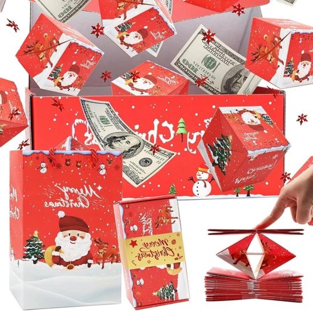 Verrassingsgeschenkdoos - Explosiedoos Cadeau - Geld Presenteren - Pop-up Effect - 6 Dozen - Rood