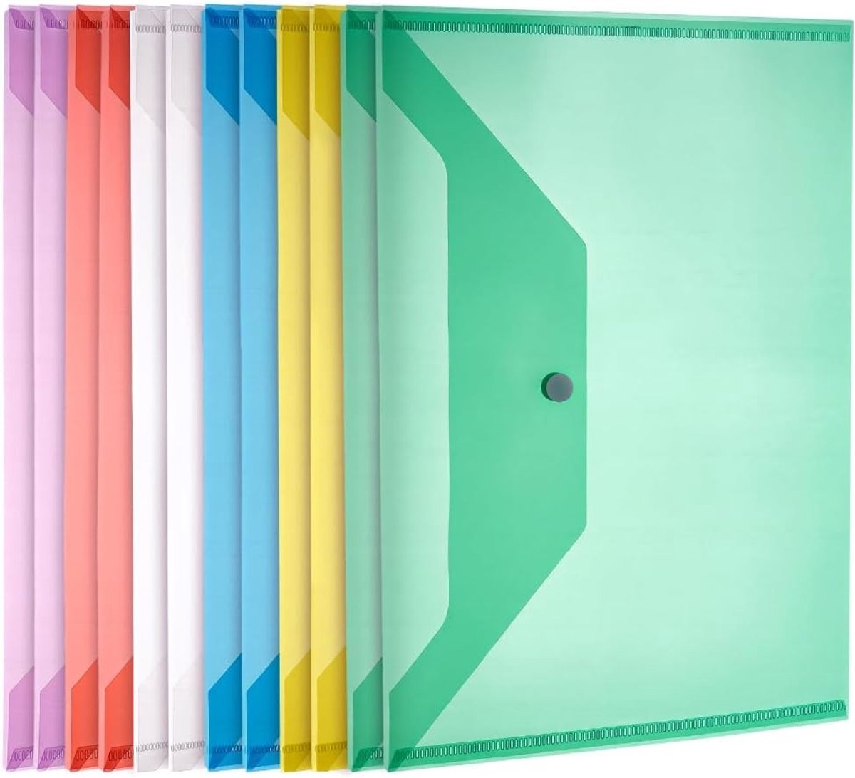 60 Stuks Plastic Enveloppen met Drukknop, Herbruikbare Documenthouders voor Thuis en Kantoor, A4 Formaat, Organisatie en Opslag van Documenten