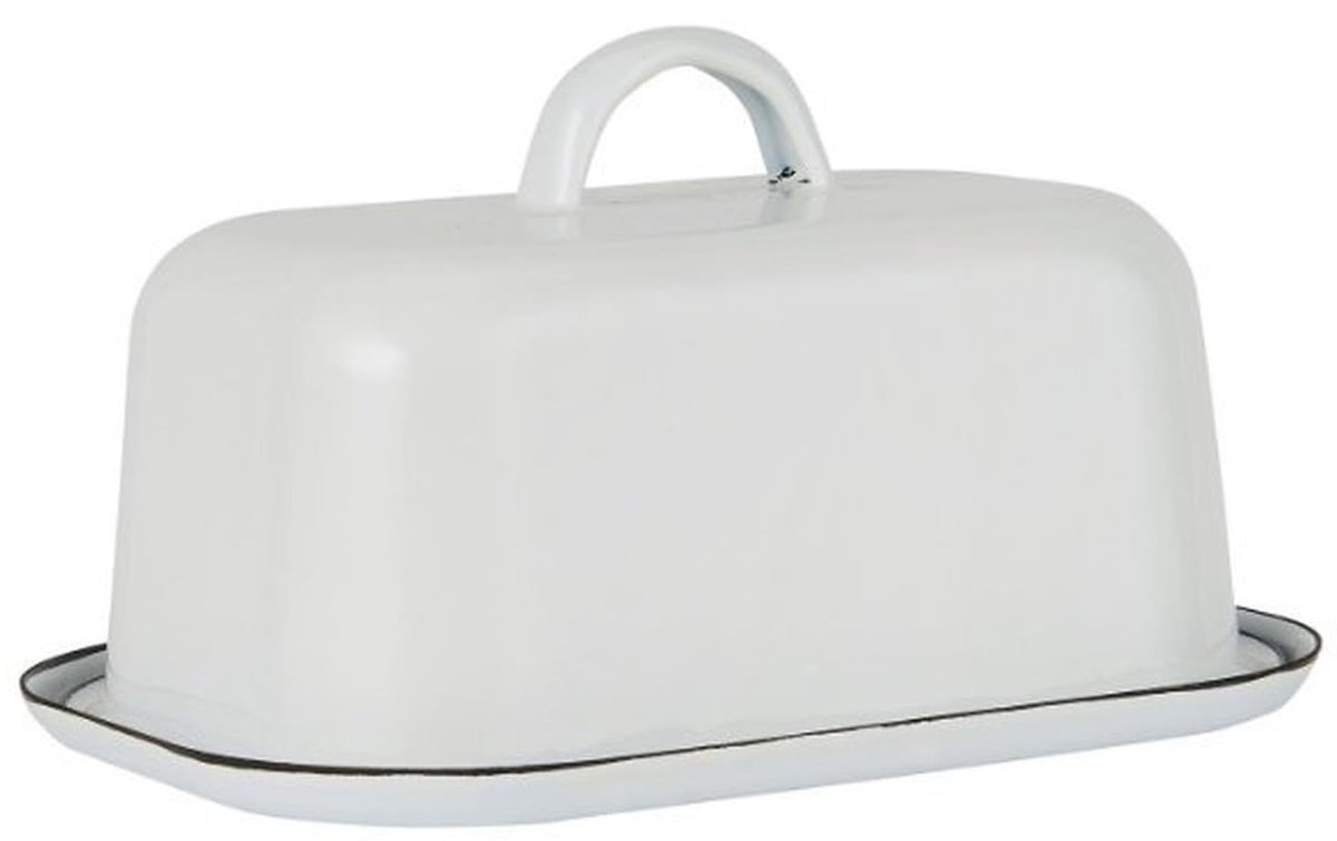 Boterdoos van Emaille - Wit - 19 x 13 x 10 cm