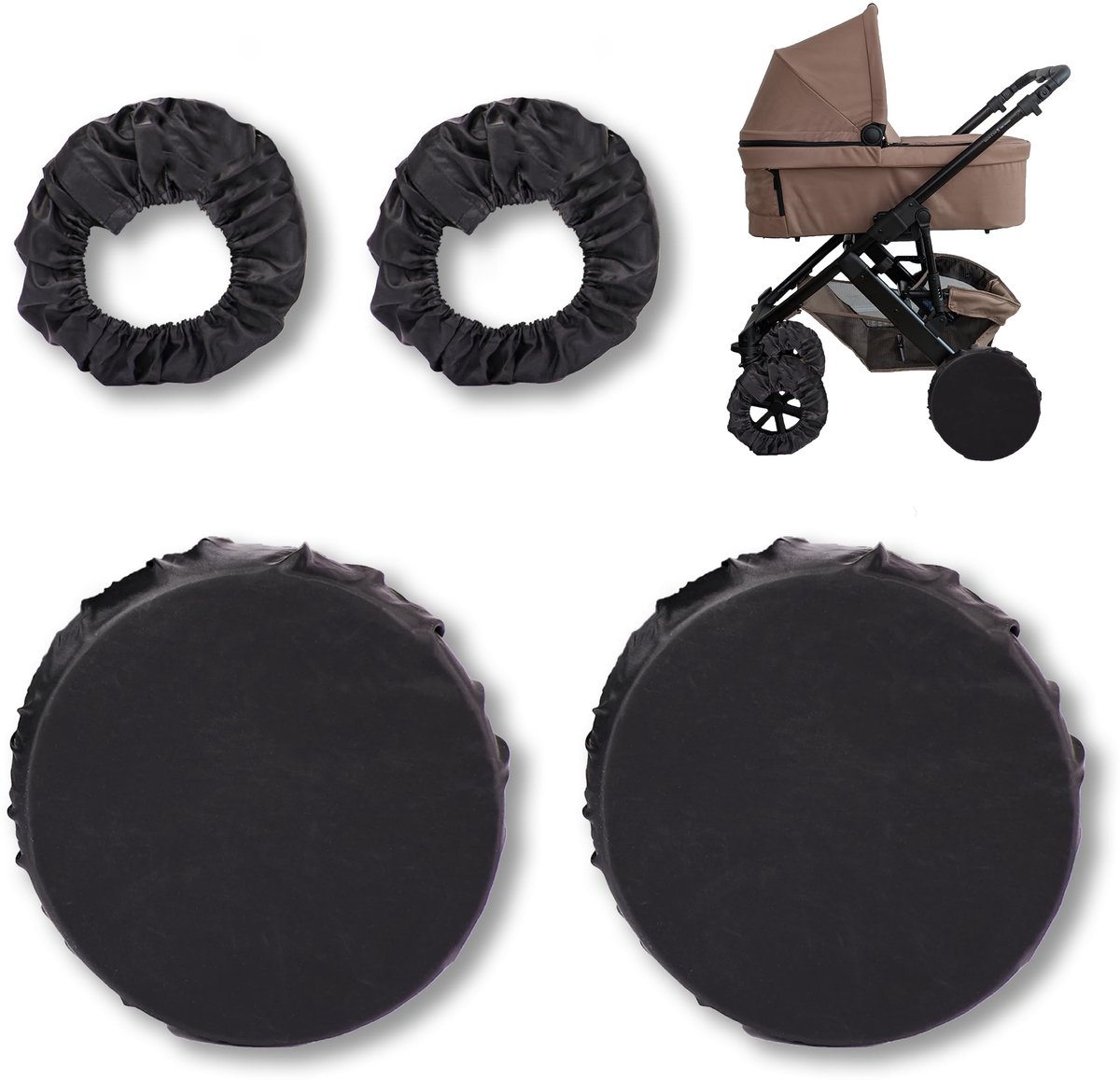 Universele Buggy Wielen Beschermers - Waterdicht - Zwart