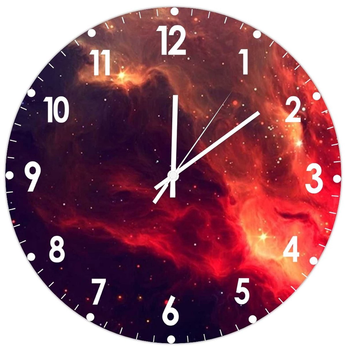 Ronde Wandklok - Stille Niet-Ticking - Kleurrijk Universum