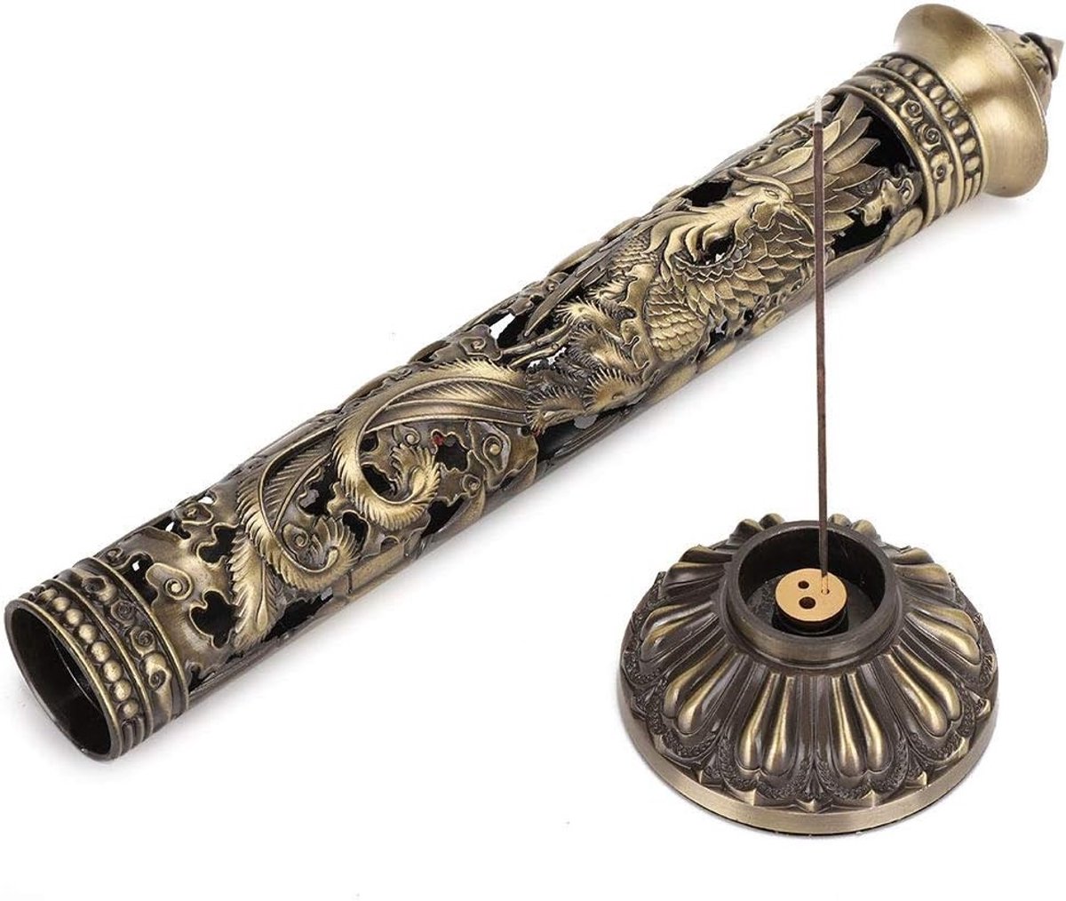 Bronzen Incense Tower Burner - Verticale Stand voor Wierookstokjes, Decoratie voor Yoga, Meditatie en Theekamer