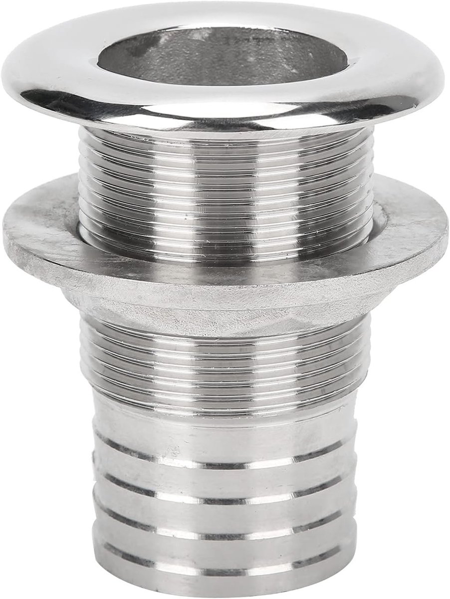 Boorplaat met Schroefaansluiting en Moer, 85 mm Lang, 1-1/2 Inch, RVS, Universele Luchtventilaansluiting voor Jachten en Botensystemen