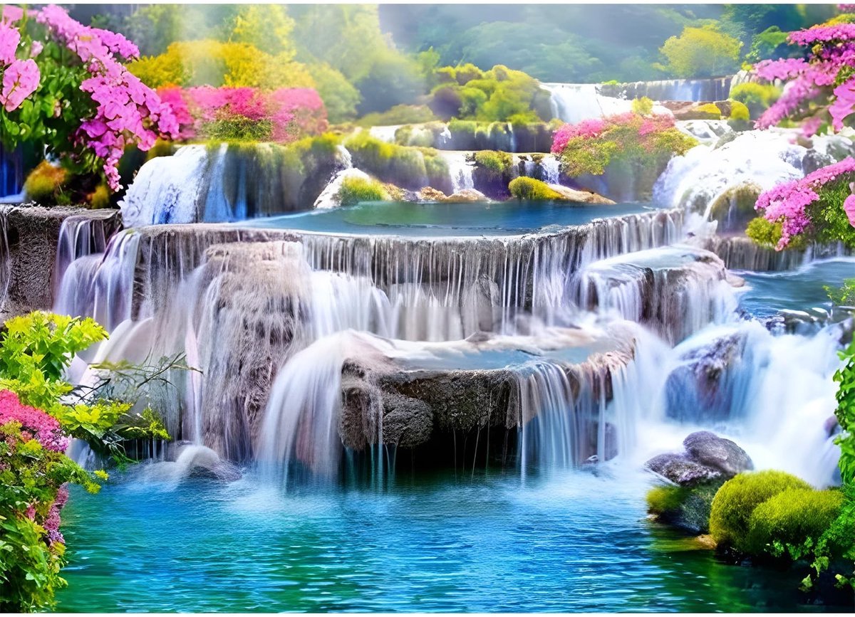 5D Diamant Schilderen Kit - Waterval Landschap - Volledig DIY