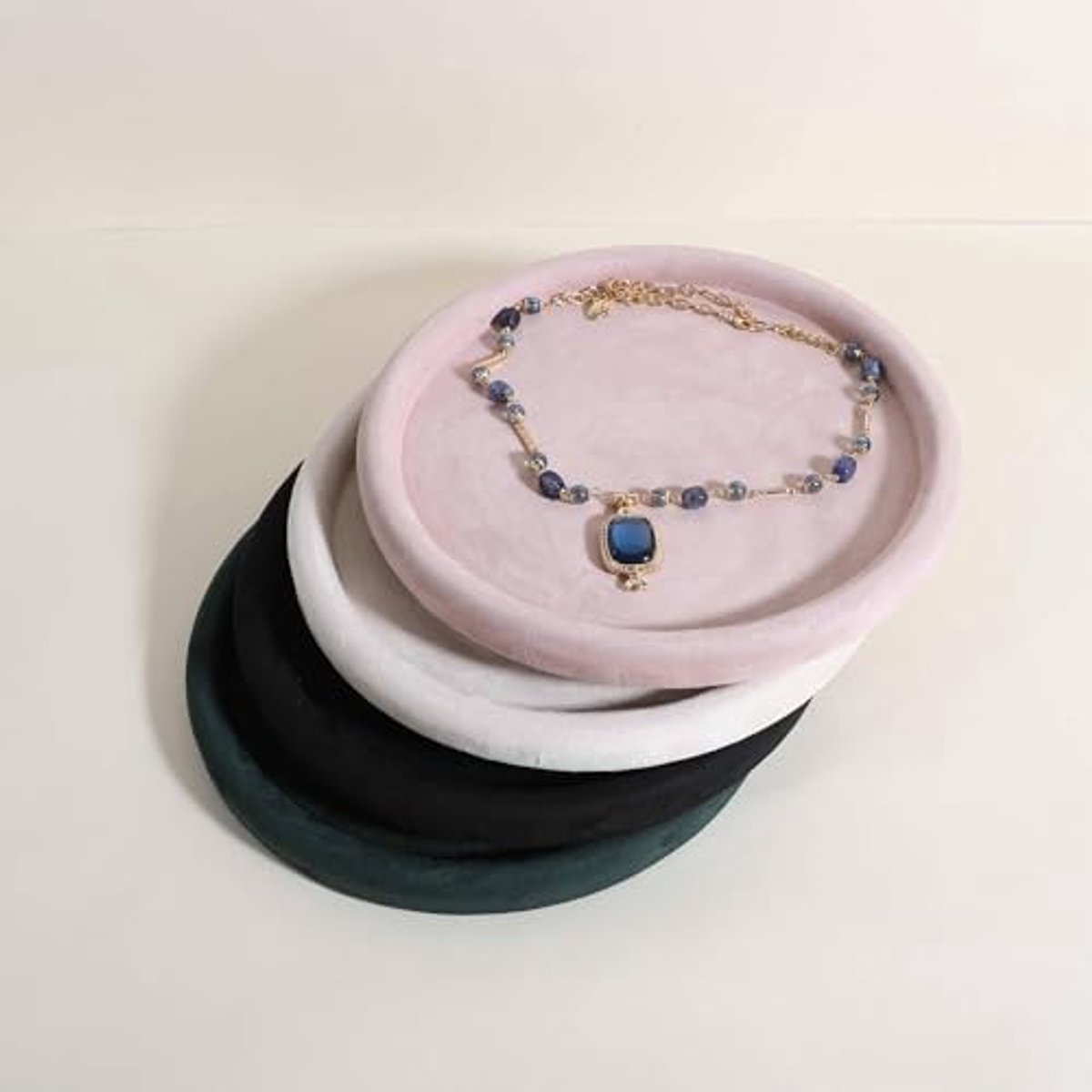 Sieradenopbergplaat - Roze Microvezel Fluweel