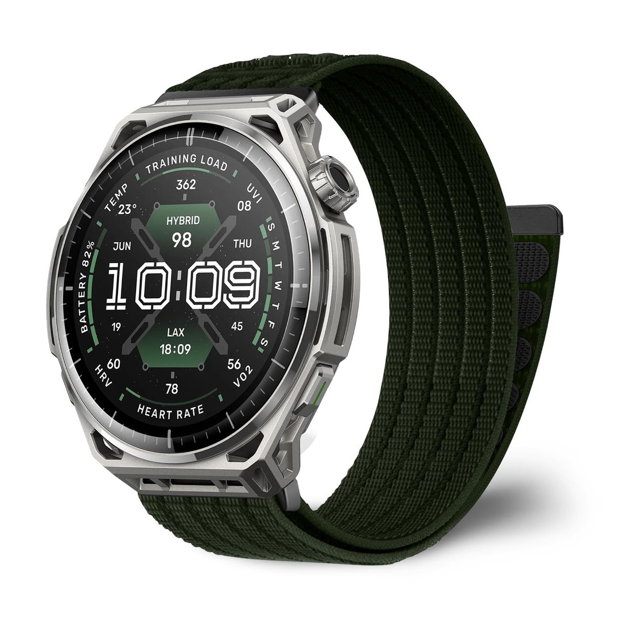 Nylon Horlogeband 22 mm voor Amazfit Balance 3/Ultra - Olijfgroen