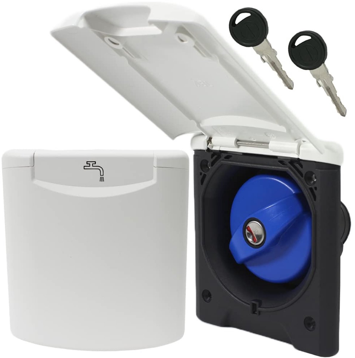 Vulopening met tankdeksel voor caravan en boot - 40 mm wit