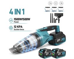 NextNovaDeals Draadloze Stofzuiger - 1500W - 12KPA - 4IN1 - Thuis En Auto - Met 3 Filters - Compatibel Met Makita 18V Batterij
