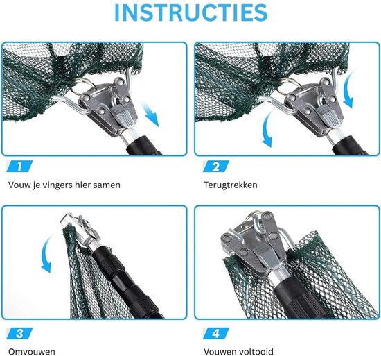 Zolvano® Schepnet Vissen - Landingsnet Vijver - Karper Zeevisnet - Roofvisnet-Zwart — afbeelding 4