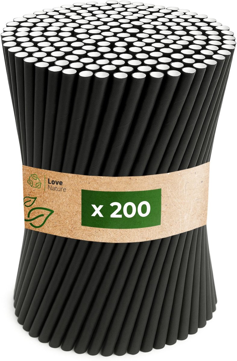Papieren Rietjes - Drinken - 200 stuks - Zwart
