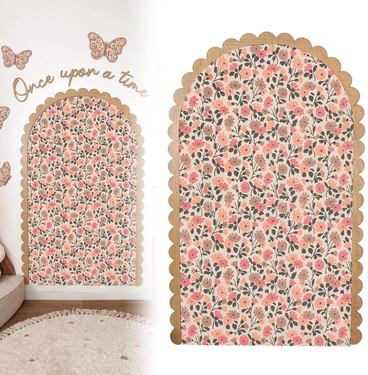 Zelfklevende Muursticker - Boho Bloemen Bogen