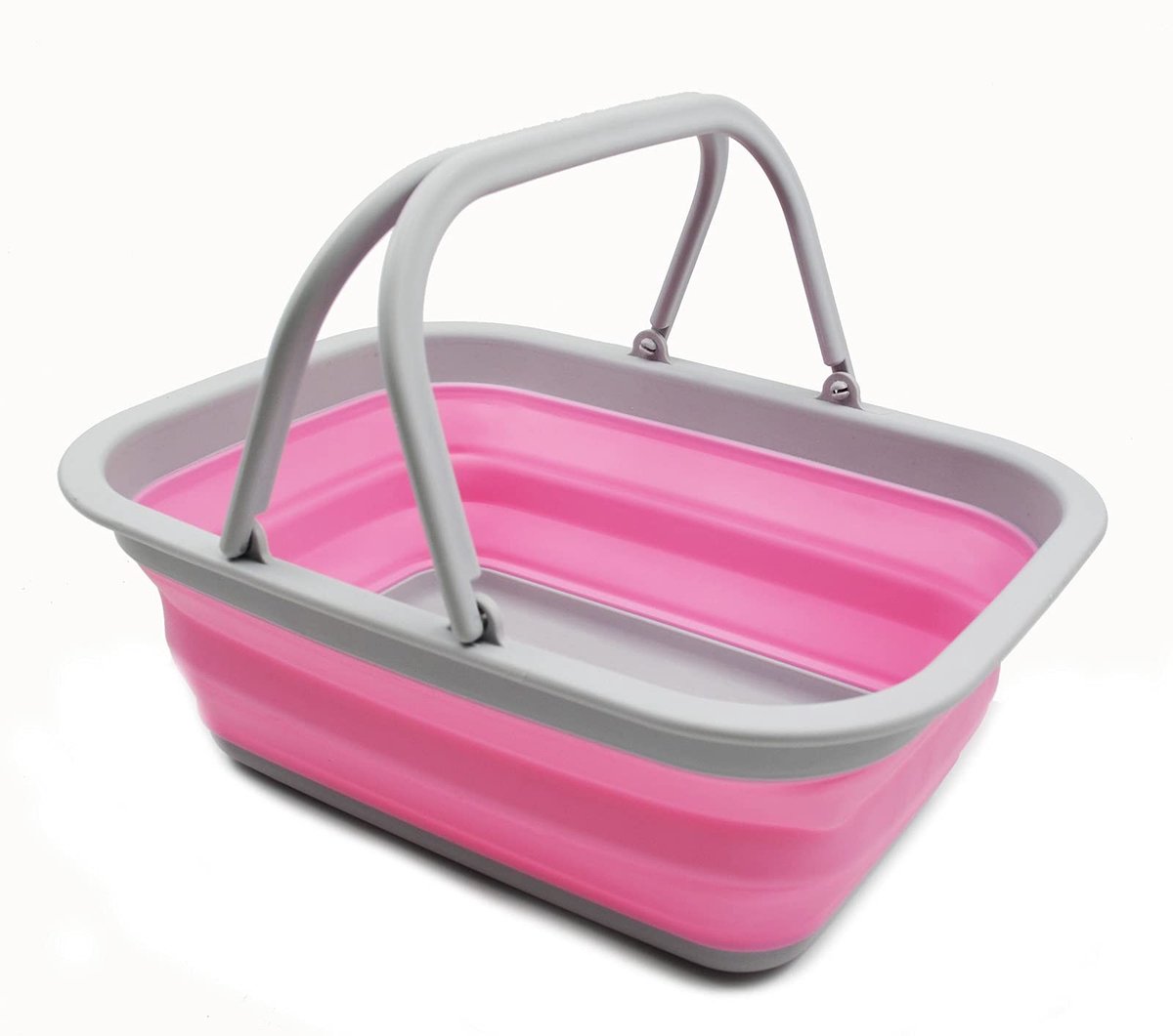 Opvouwbare Opbergbak met Handvat - 9.2L - Grijs/Roze