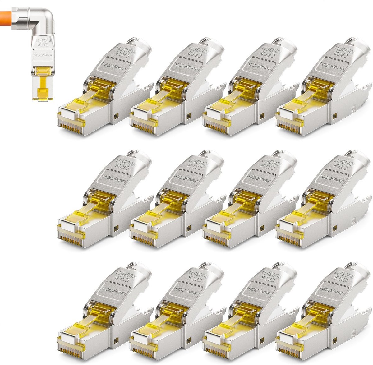 RJ45 Netwerkplug 90° - Toolloze Montage voor 8 Kabel