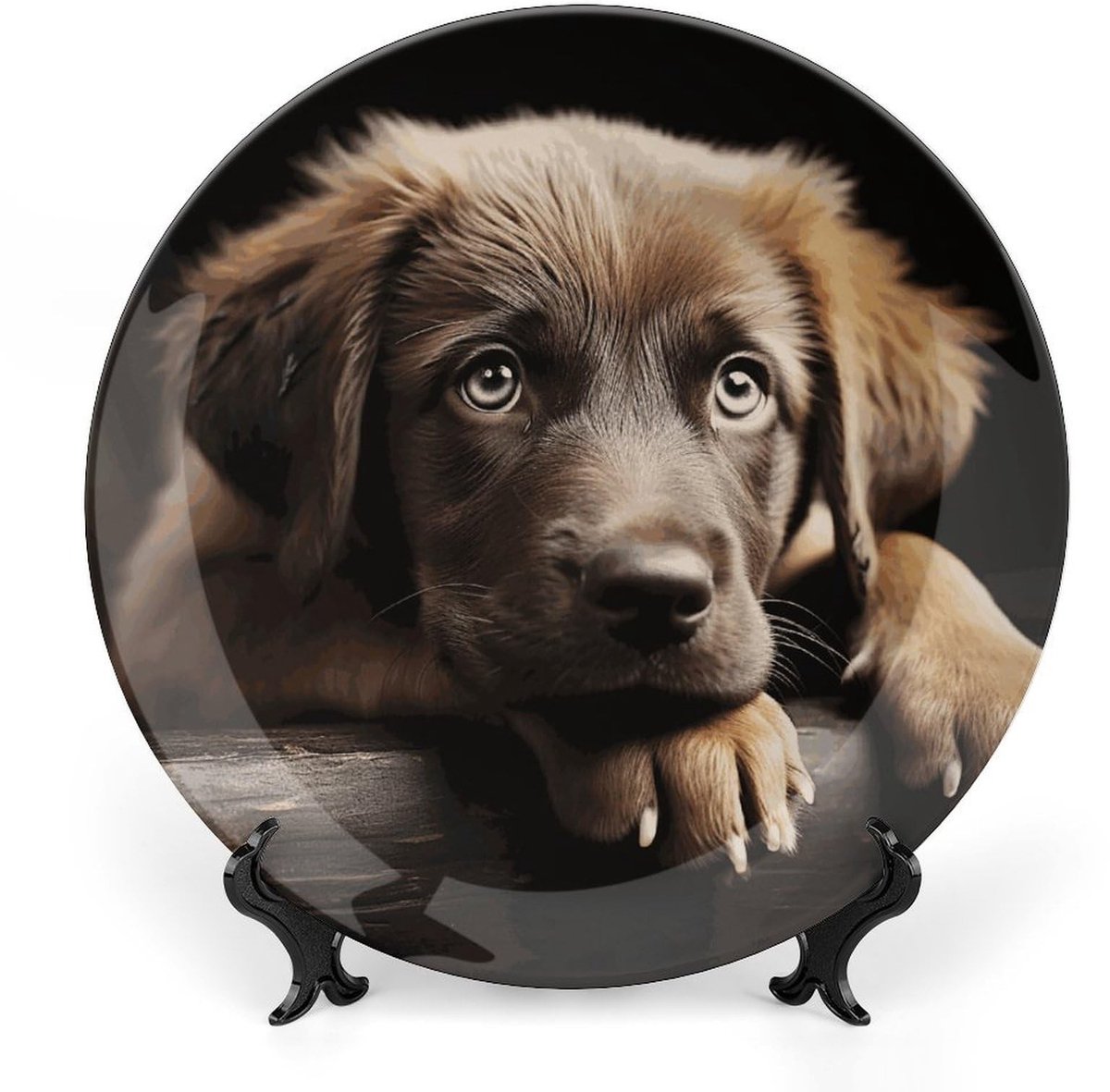 Decoratieve keramische plaat met hondenbot - 8 inch