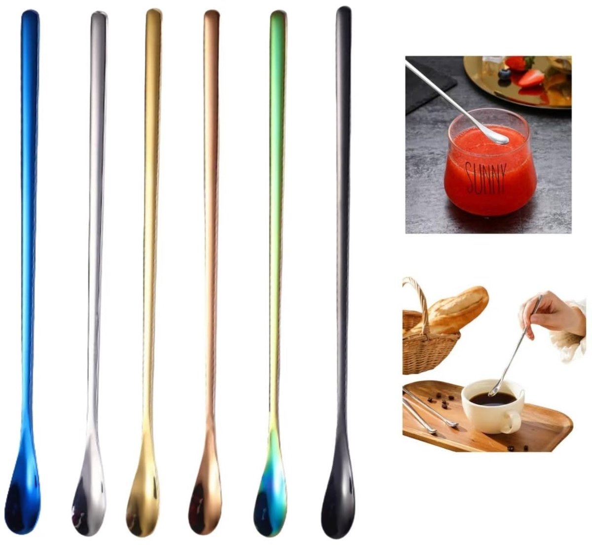 Set van 6 koffielepels - Roestvrij staal, 19 cm - 26 cm