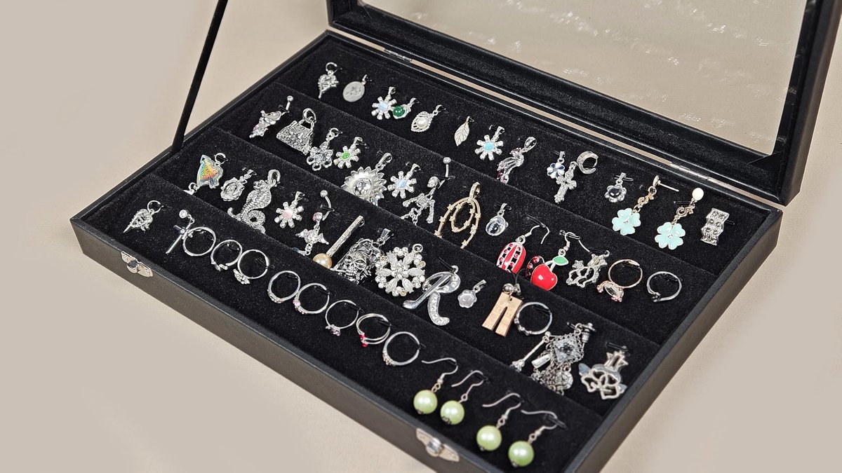 Solidchoice - Sieraden Doos met Glazen Deksel en Diverse Vakken
