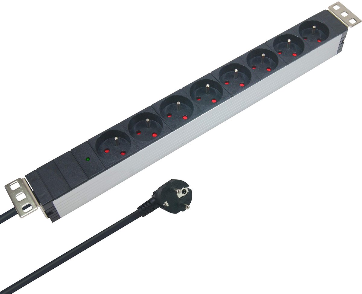 Solidchoice - Powerstrip met 9 Stopcontacten en Bevestigingsbeugels