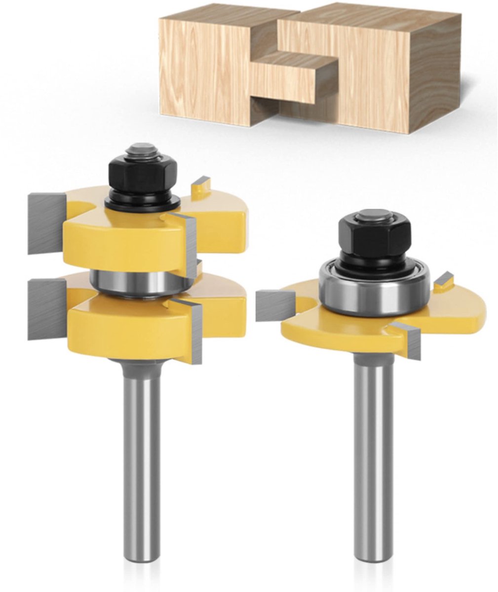 Solidchoice - 8mm Tong en Groef Router Bit Set voor Houtbewerking
