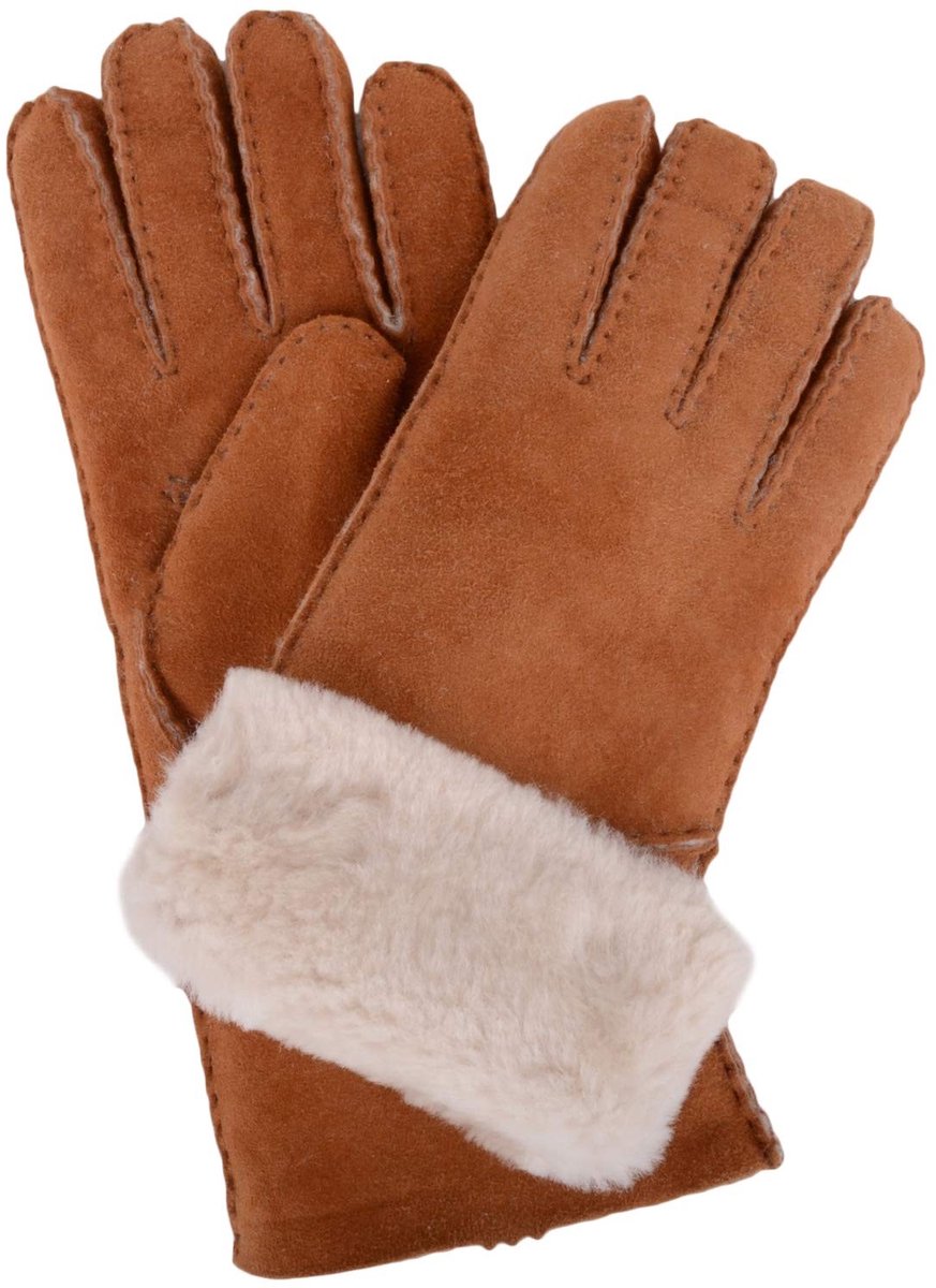 Solidchoice - Luxe 100% Lamsleren Dameshandschoenen met Omgeslagen Manchet