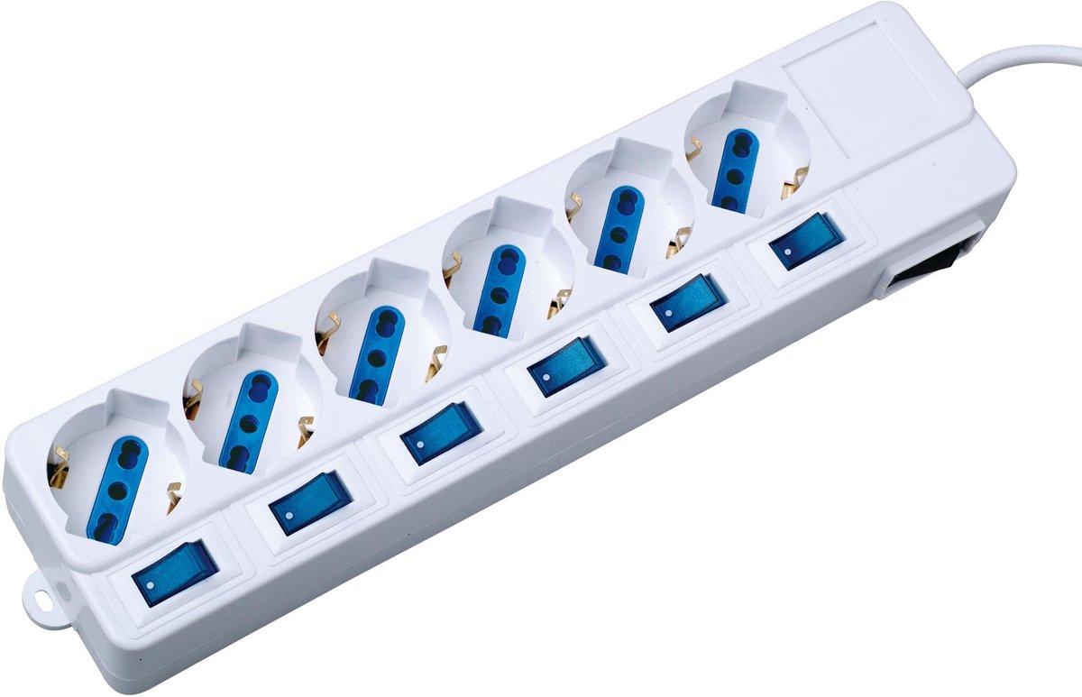 Solidchoice - Meerdere Stopcontactstrip met 6 Aansluitingen en Verlichte Schakelaar