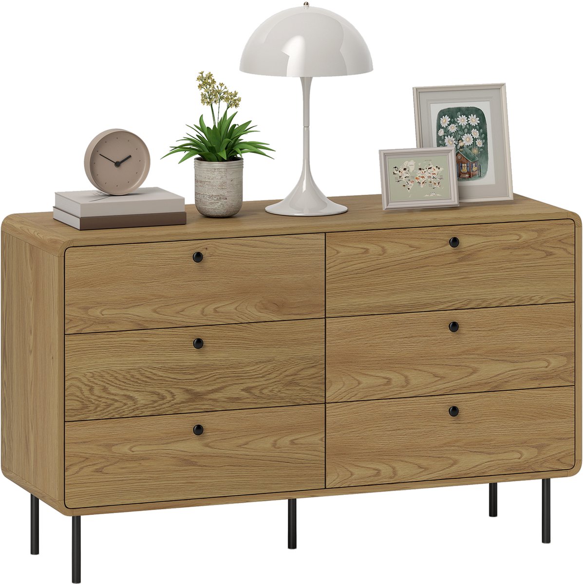 HOMCOM Ladekast - Spaanplaat, MDF, Staal - 120x40x75cm - Eikenhout