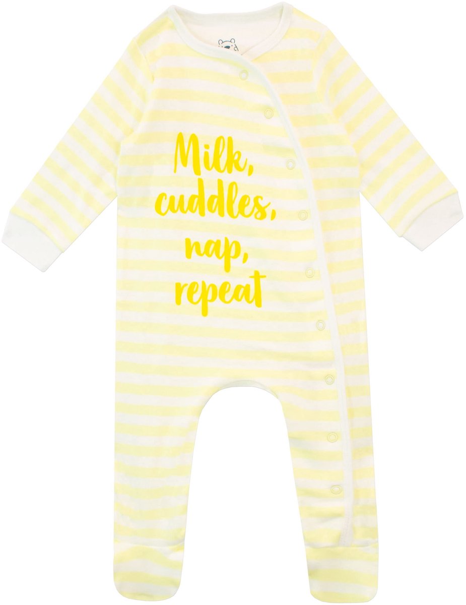 Solidchoice - Baby Romper met Slogan 'Milk, Cuddles, Nap'