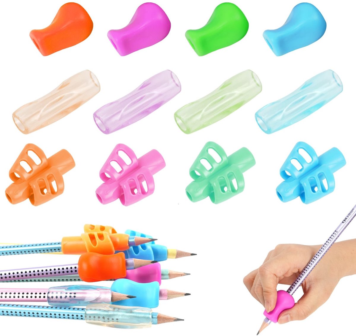 Solidchoice - Set van 12 Zachte Siliconen Potloodgrepen voor Handwriting