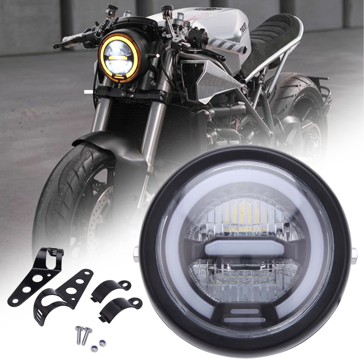 Solidchoice - Retro LED Koplamp voor Motoren met Universele Pasvorm