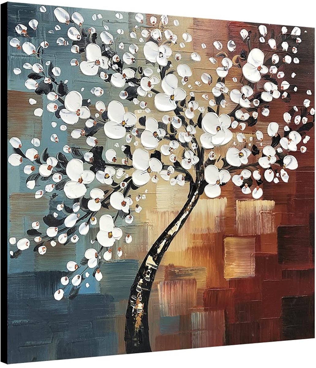 Solidchoice - Handgeschilderde Moderne Abstracte Bloemen Wanddecoratie