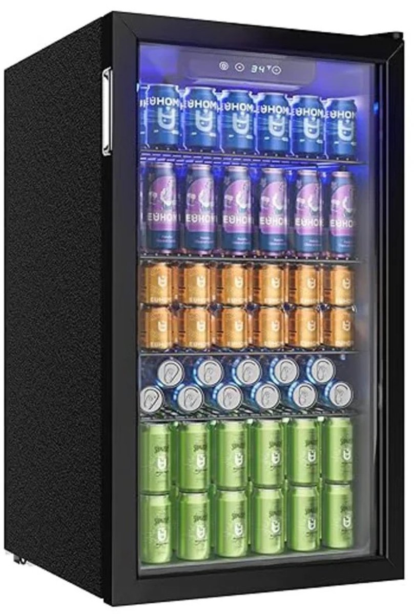 Lamor Koelkast - Koelkasten - Drankkoelkast - 90 liter - 4 verstelbare planken - Digitale display - Glazen deur - 49x44,5x78 cm