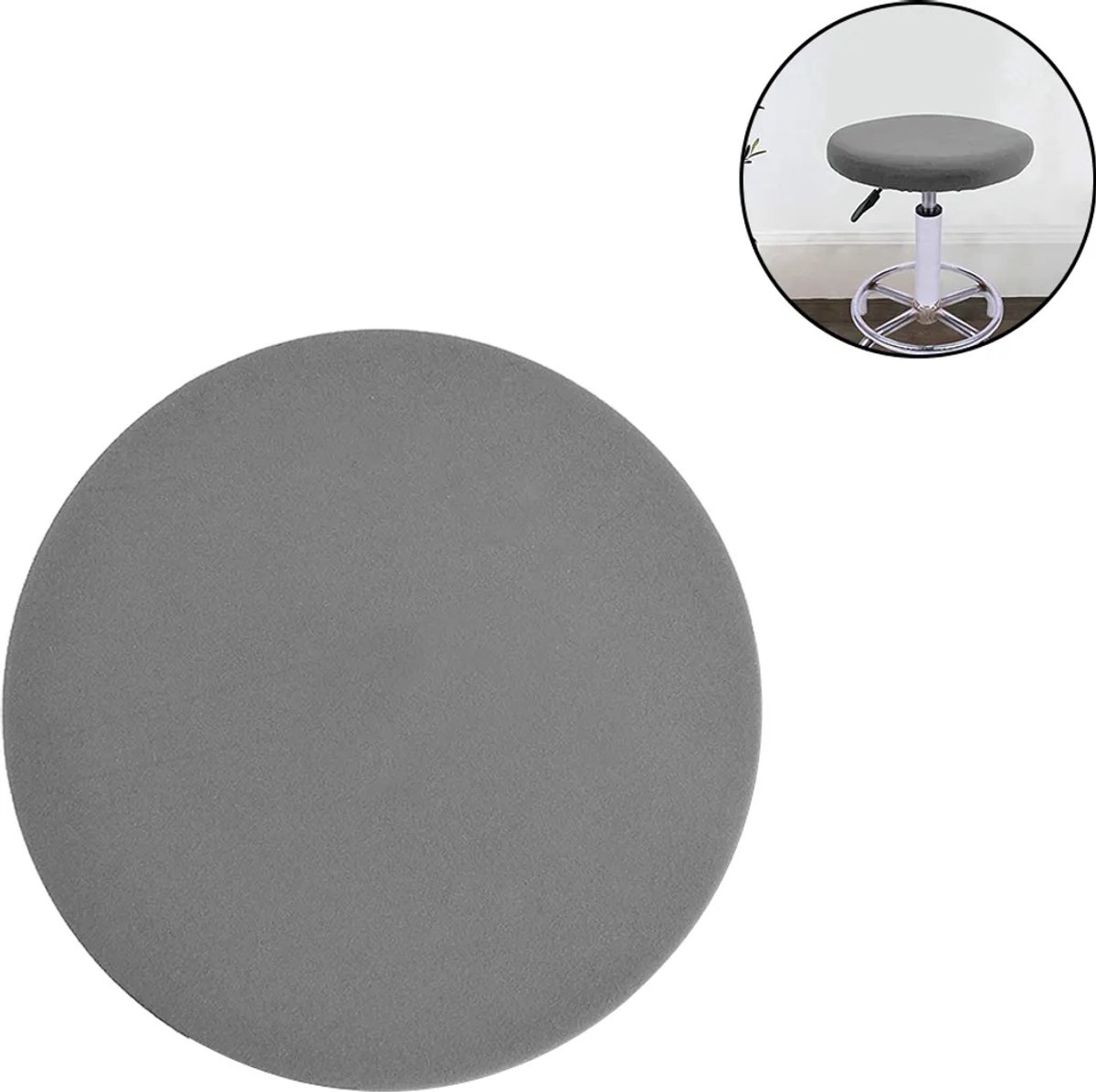 Tweedelige stoffen accessoire set Geschikt voor kantoor-/vergadermeubilair, ronde barkrukhoes - ultrazachte, wasbare, elastische krukhoes, Geschikt voor stoelen van 30-45 cm, grijs.