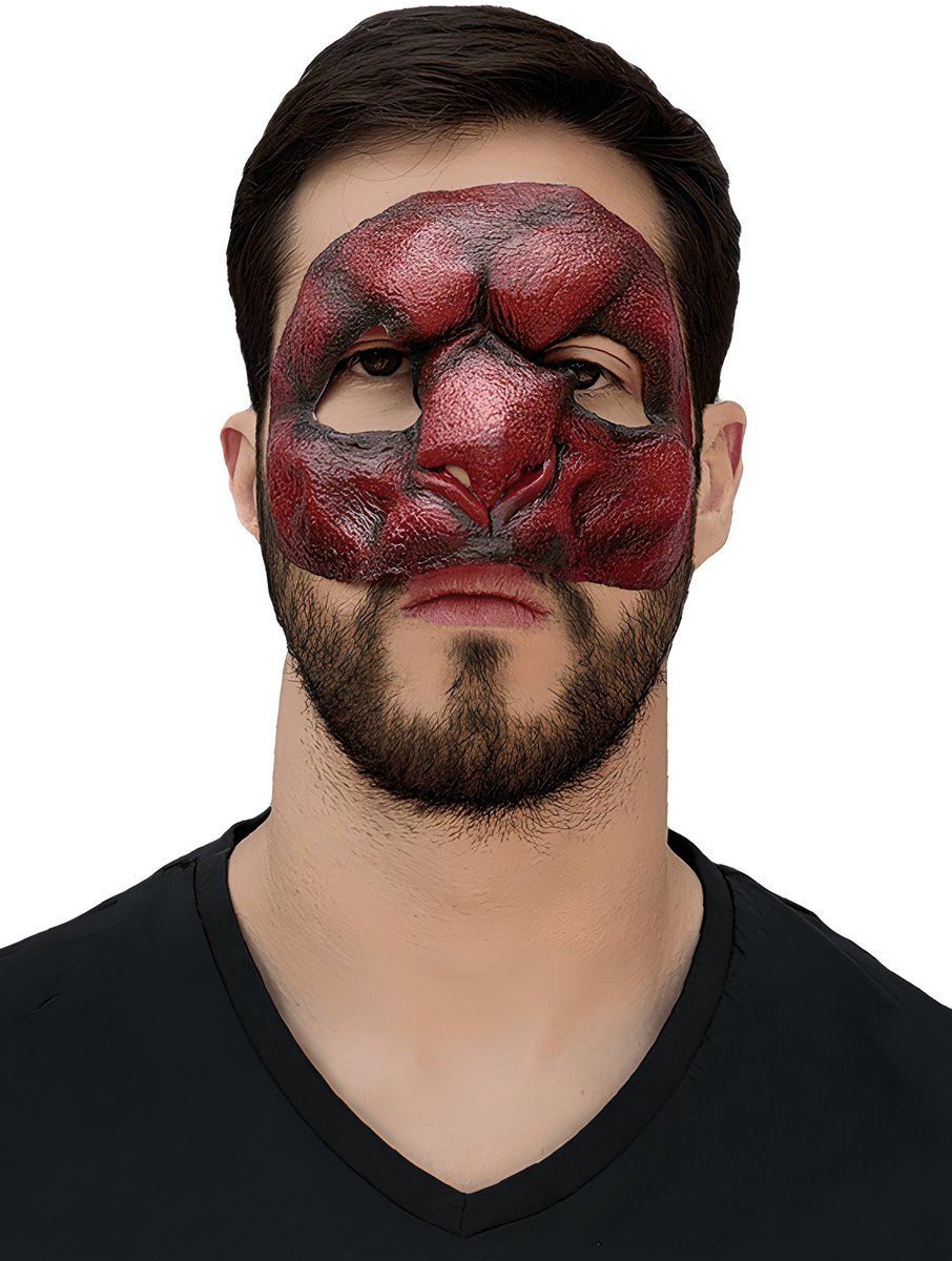 Rode duivel halfmasker om op te plakken