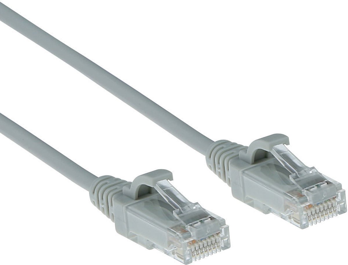 ACT Grijze 10 meter LSZH U/UTP CAT6 datacenter slimline patchkabel snagless met RJ45 connectoren DC9010