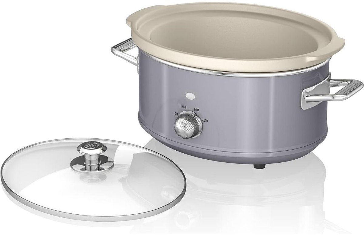 Slowcooker - Warmhoudfunctie - Keramische Binnenpan - Grijs - 27cm x 33 x 22cm – foto 3