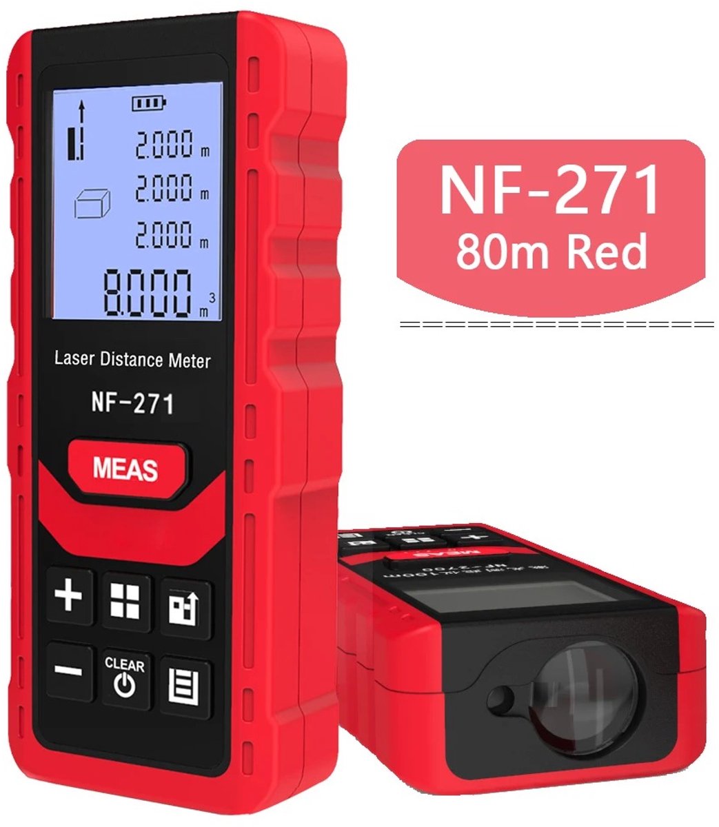 UrbanSelect Laserafstandsmeter 80 m - Digitale Afstandsmeter - ±2 mm Nauwkeurig - Afstand, Oppervlakte & Volume