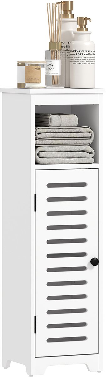 HOMCOM Badkamerkastje (vloermodel) - MDF - 22x20x75cm - Wit