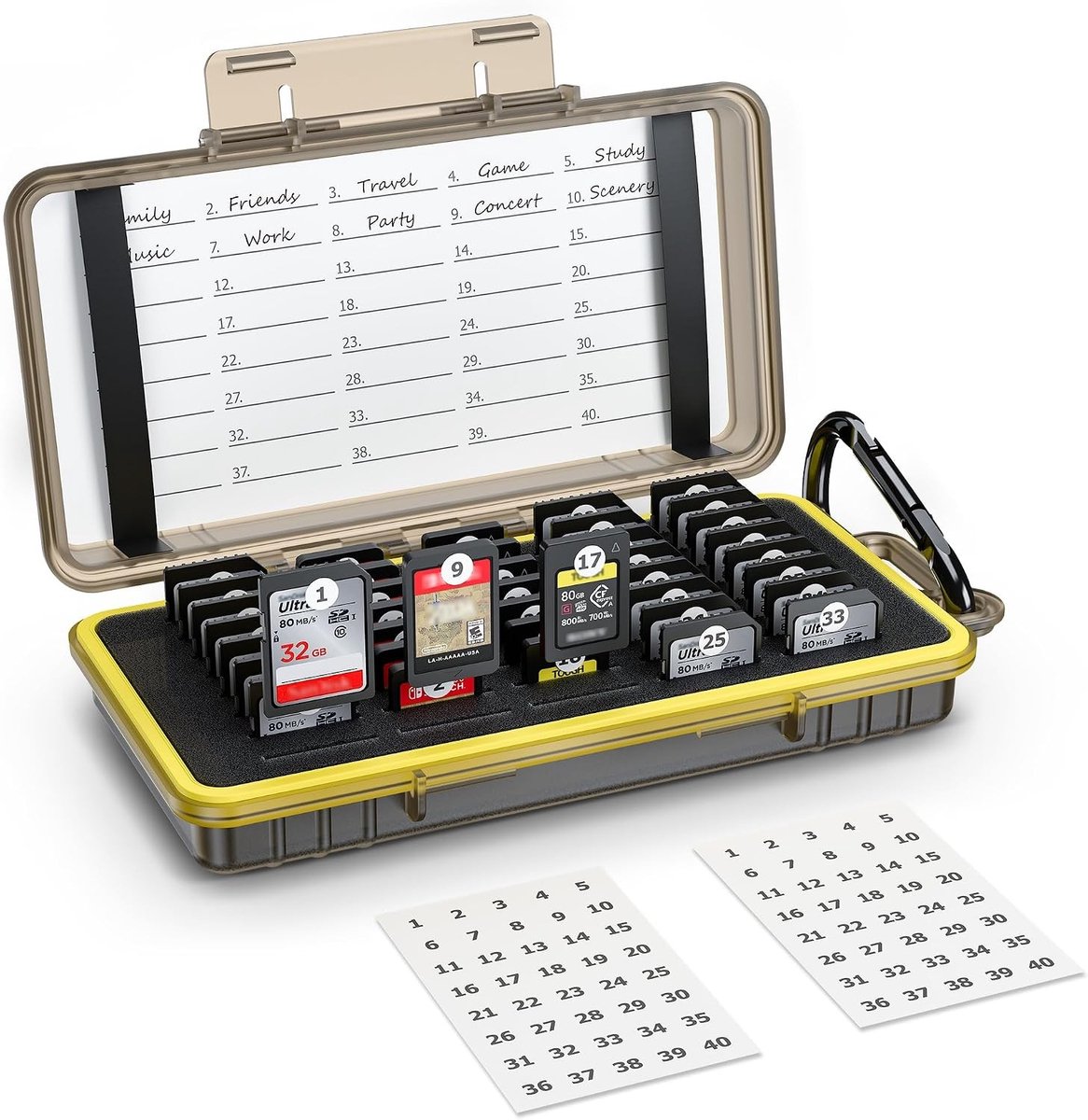 40 Pocket Geheugenkaart Case, Waterdicht voor 40 SD Kaarten, Geschikt voor SDXC, SDHC, Nintendo Switch en PS Vita