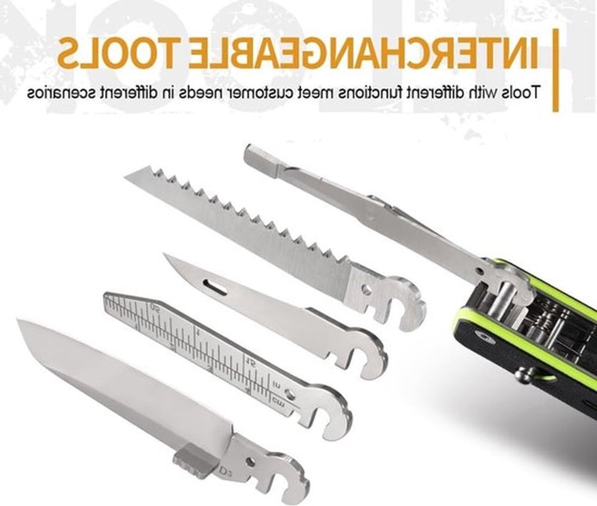 Modulaire Multitool met 8 Essentiële Gereedschappen, Inclusief Schroevendraaier, Zaag en Schaar voor Veelzijdig Gebruik
