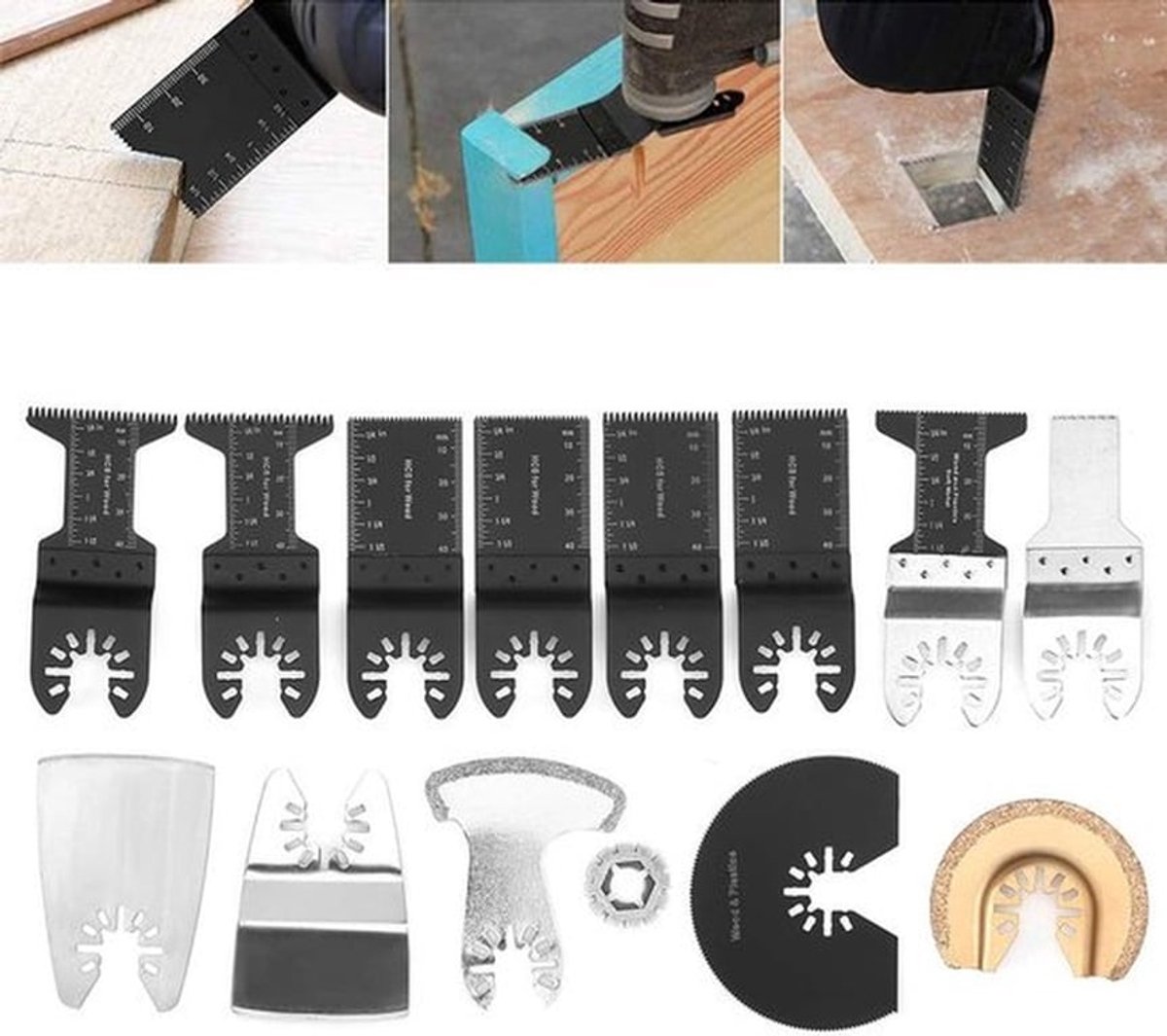 Zaagbladen 15 Stuks - Hardmetaal - Multitool/Schommelzaag - Professionele Messen - Dubbelzijdige Schaal - Hoge Compatibiliteit