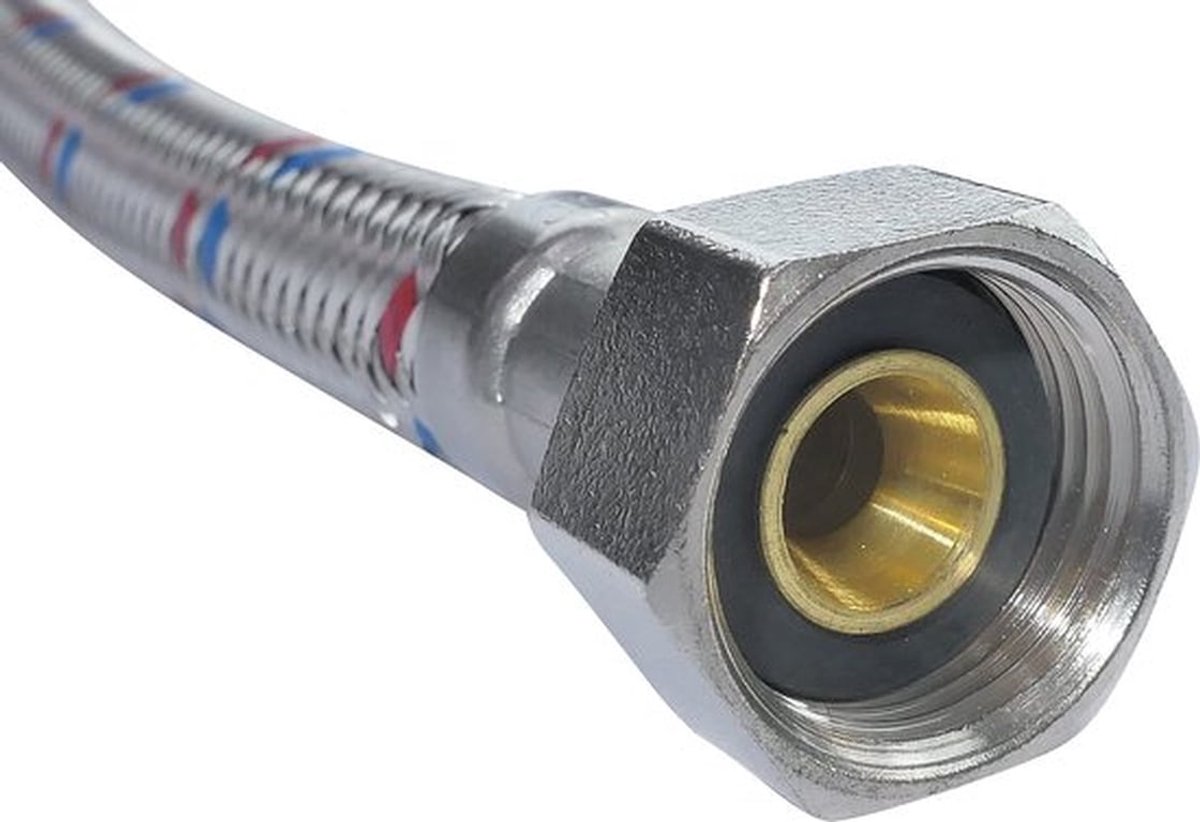 Aansluitslang Set van 2 - Flexibele Waterslang 800 mm - 3/8" Vrouwelijk - Sanitaire Elementen - Gevlochten Staallaag - Maximale Druk 1 MPa
