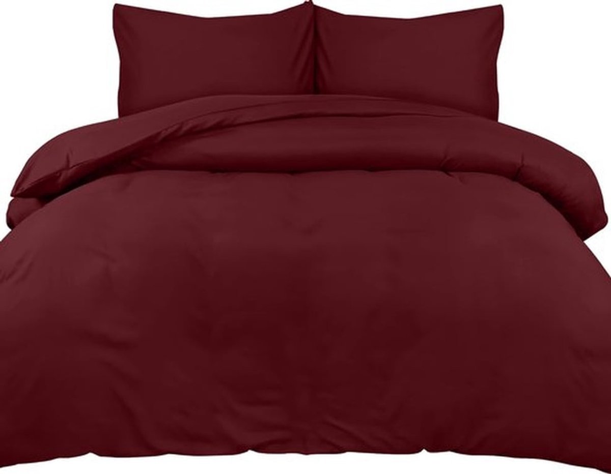 Dekbedovertrek Set - Zachte Microvezel 200x200cm - Kussenslopen 50x75cm - Beddengoed - Bordeaux - Comfortabel en Ademend